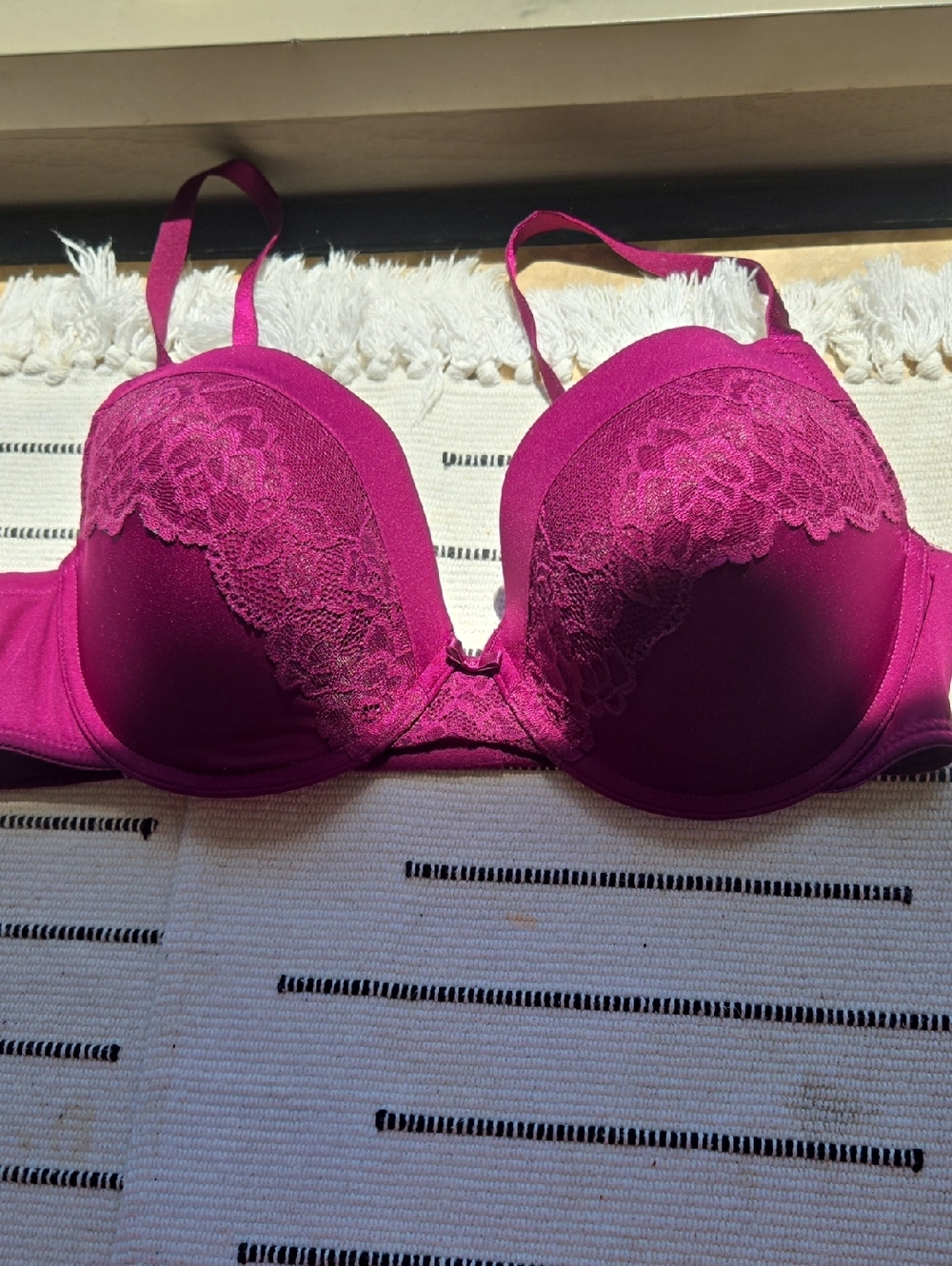Plunge Lace Push-Up Bra in Berry Pink - Women Intimates